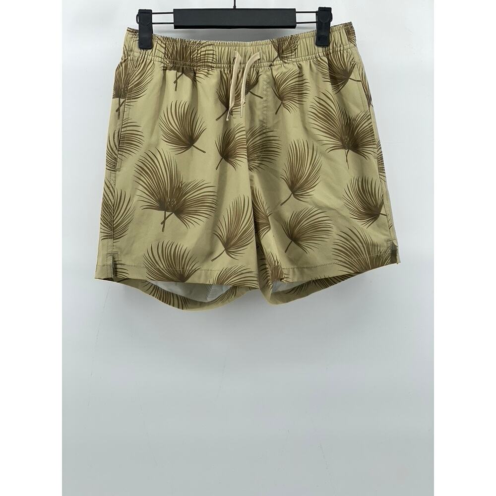 BEARBOTTOM CLOTHING Men’s Tan Coastal Shade Printed Stretch Swim Trunks SZ M
